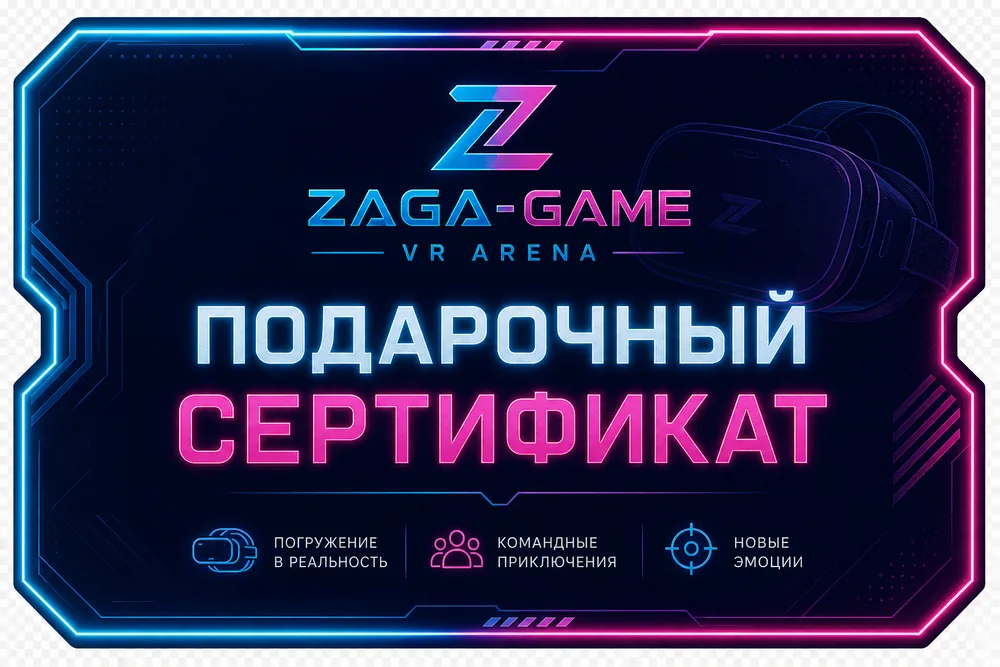 Подарочный сертификат ZAGA-GAME на VR-игры
